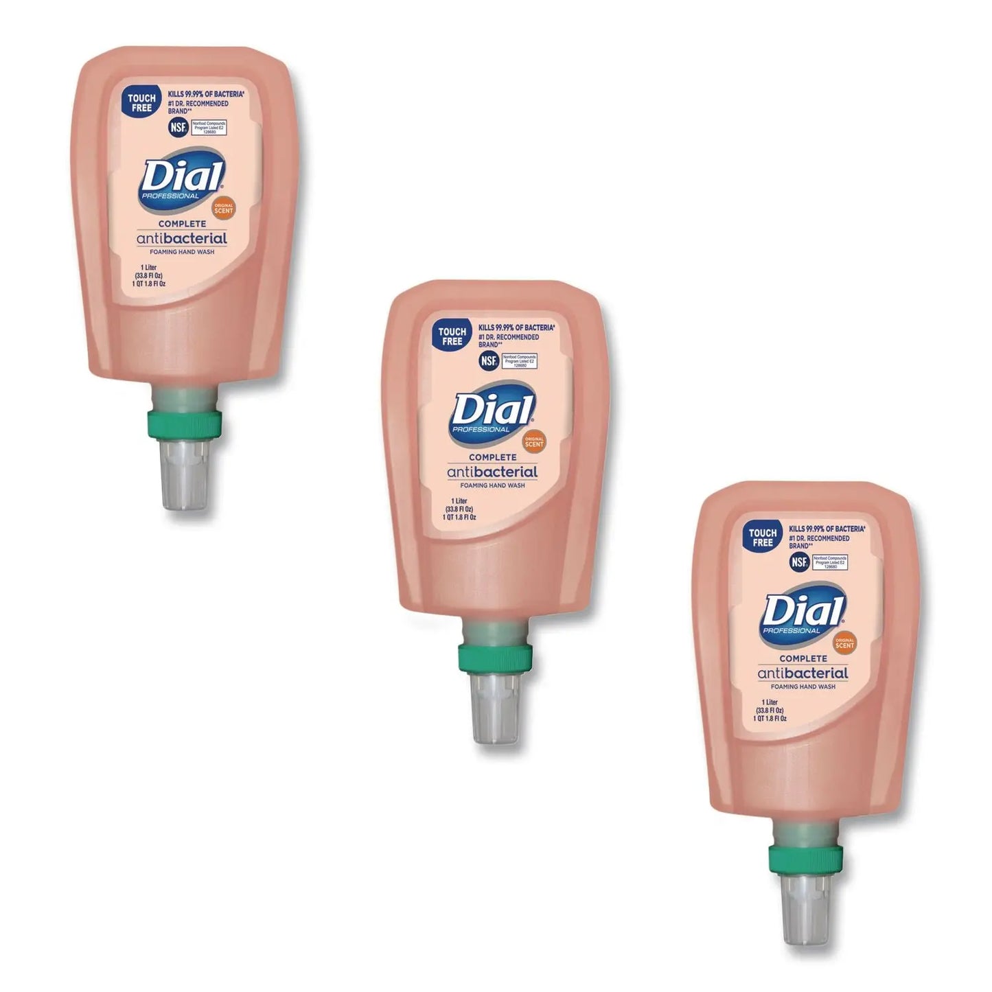 DIA16674 Antibacterial Foaming Hand Wash Refill for FIT Touch Free Dispenser, Original Scent, 1 L, 3/Carton Dial Professional
