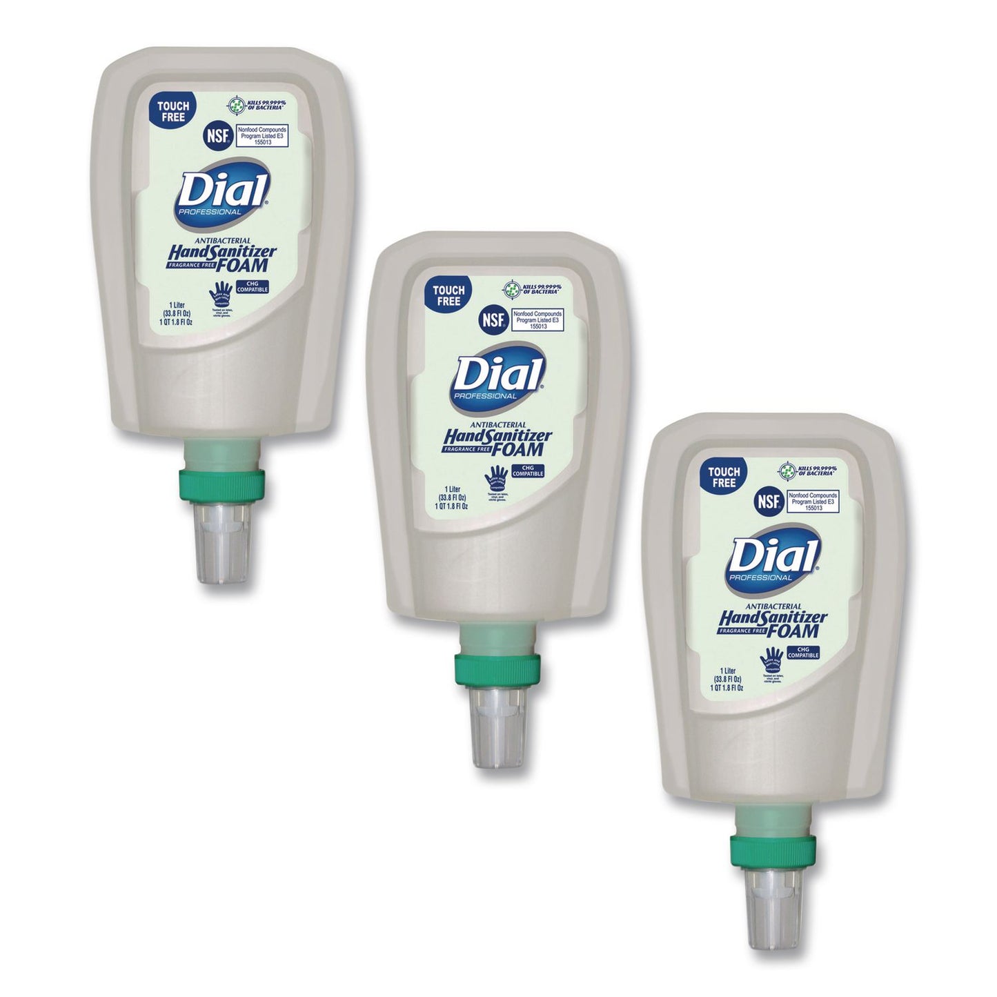 DIA16694 Antibacterial Foaming Hand Sanitizer Refill For Fit Touch Free Dispenser, 1 L Bottle, Fragrance-Free, 3/carton