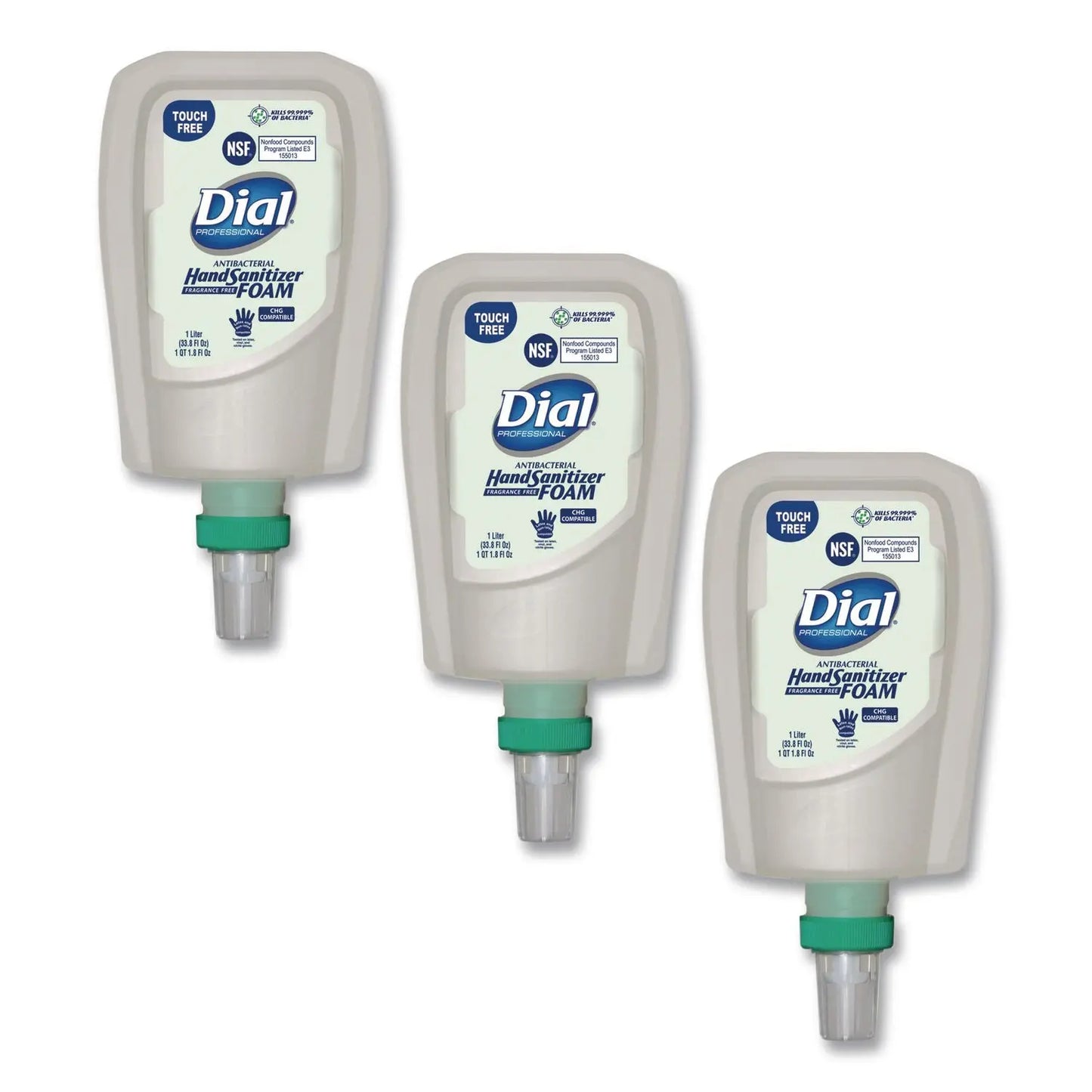 DIA16694 Antibacterial Foaming Hand Sanitizer Refill For Fit Touch Free Dispenser, 1 L Bottle, Fragrance-Free, 3/carton Dial Professional