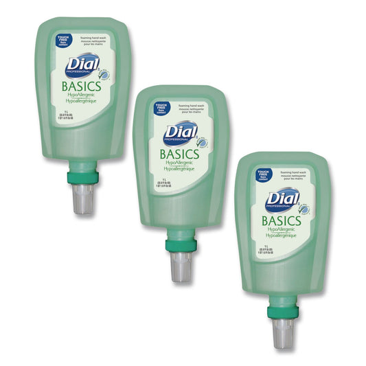 DIA16722 Basics Hypoallergenic Foaming Hand Wash Refill for FIT Touch Free Dispenser, Honeysuckle Scent, 1 L, 3/Carton