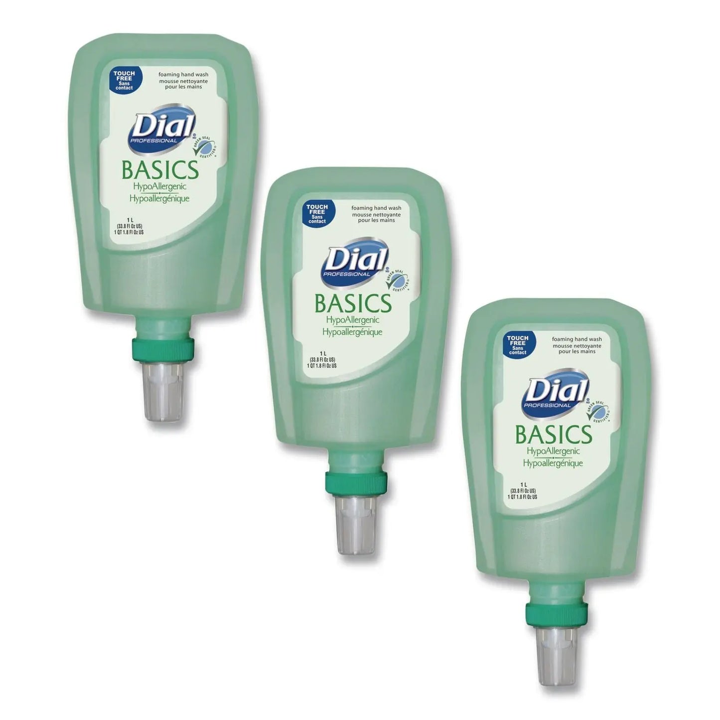 DIA16722 Basics Hypoallergenic Foaming Hand Wash Refill for FIT Touch Free Dispenser, Honeysuckle Scent, 1 L, 3/Carton Dial Professional