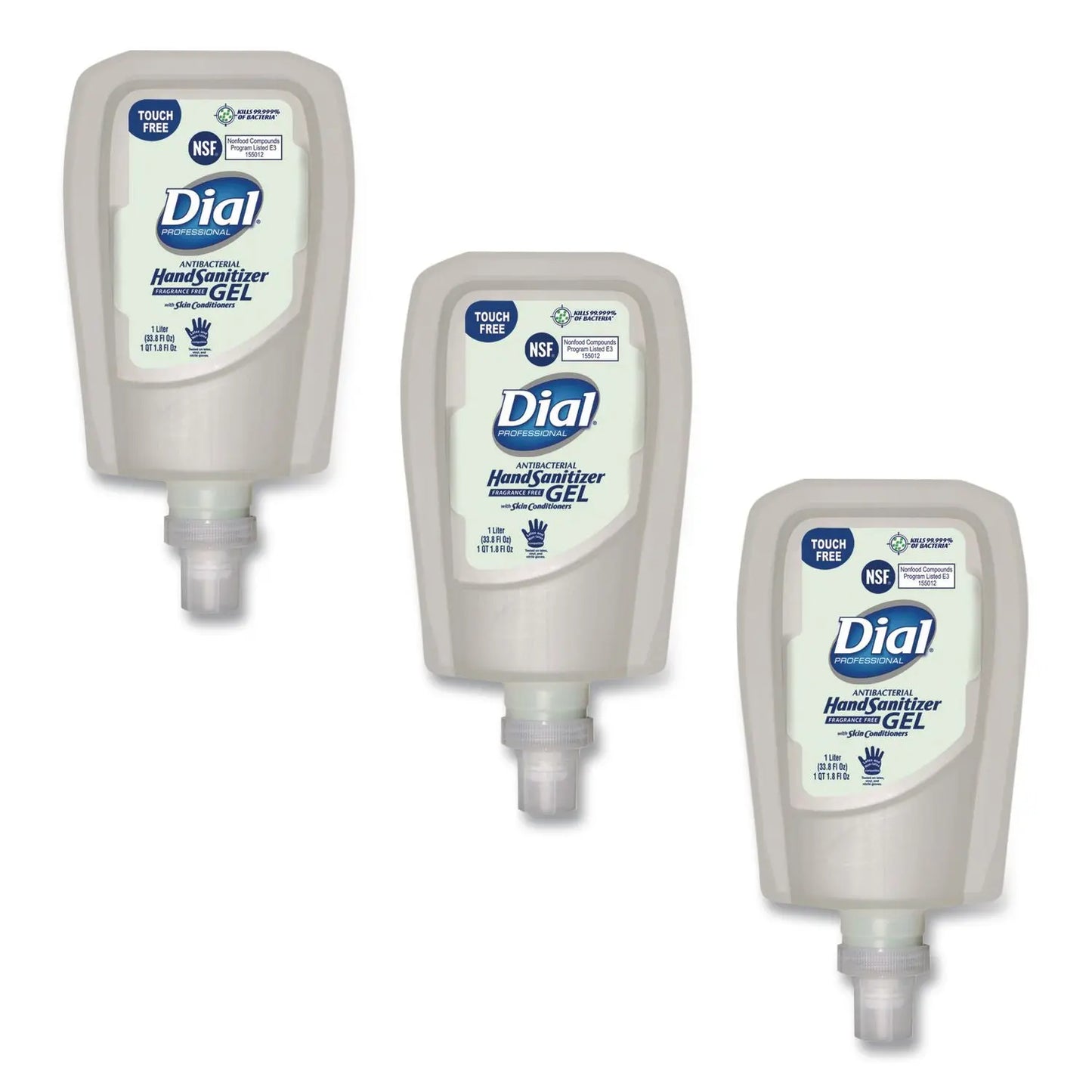 DIA19029 Antibacterial Gel Hand Sanitizer Refill For Fit Touch Free Dispenser, 1.2 L Bottle, Fragrance-Free, 3/carton Dial Professional