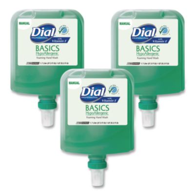DIA32499 Basics Hypoallergenic Foaming Hand Wash Refill for 1700 Dispenser, with Vitamin E, Honeysuckle Scent, 1.7 L, 3/Carton DIAL PROFESSIONAL