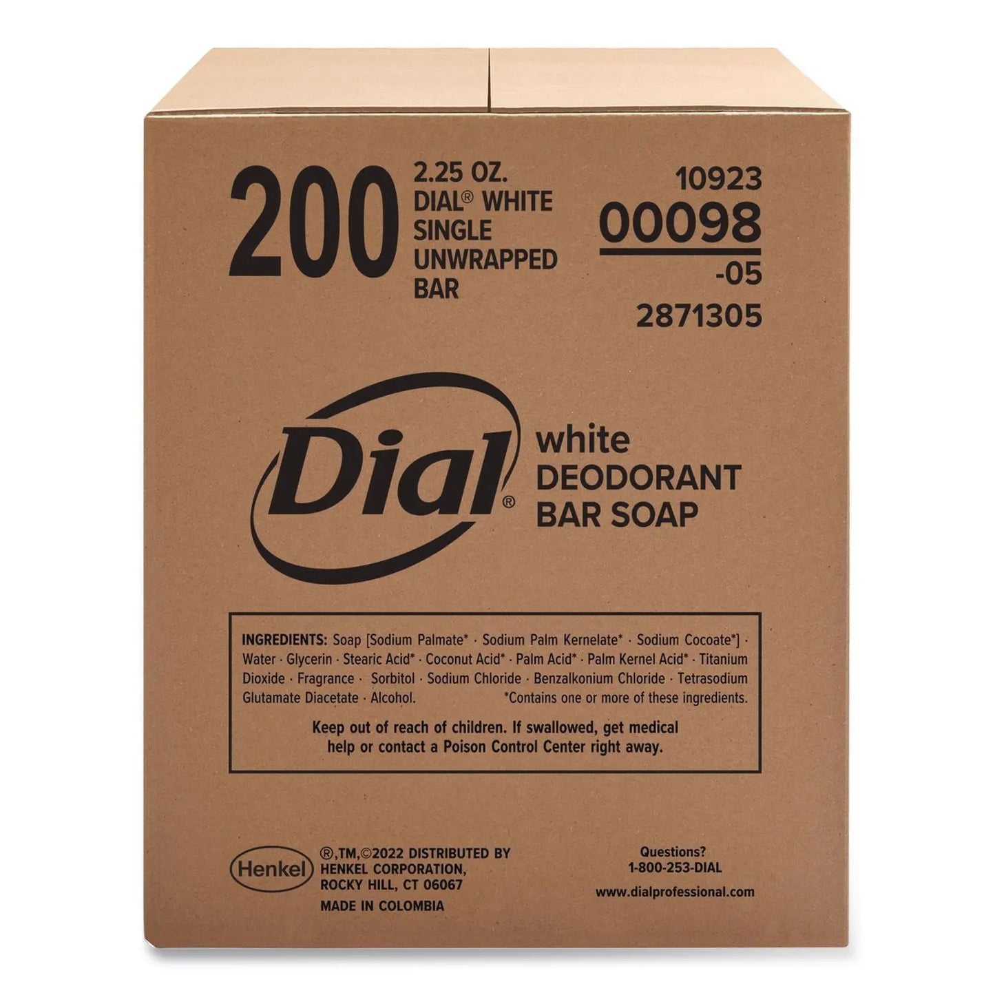 DIA00098 Antibacterial Deodorant Bar Soap, Clean Fresh Scent, 2.5 oz, 200/Carton Dial Professional