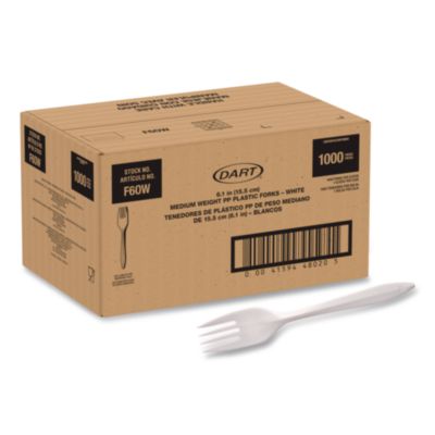 SCCF6OW Style Setter Medium Weight Polypropylene Cutlery, Fork, Plastic, White, 1,000/Carton DART