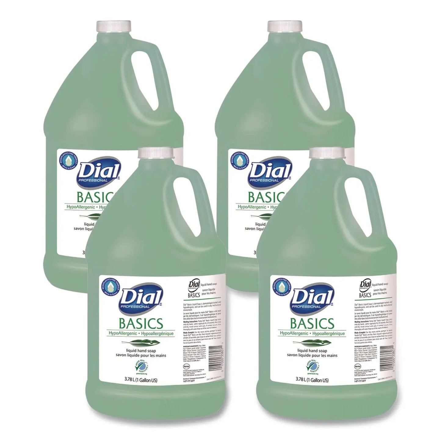 DIA33809 Basics MP Free Liquid Hand Soap Refill, Honeysuckle Scent, 3.78 L, 4/Carton Dial Professional