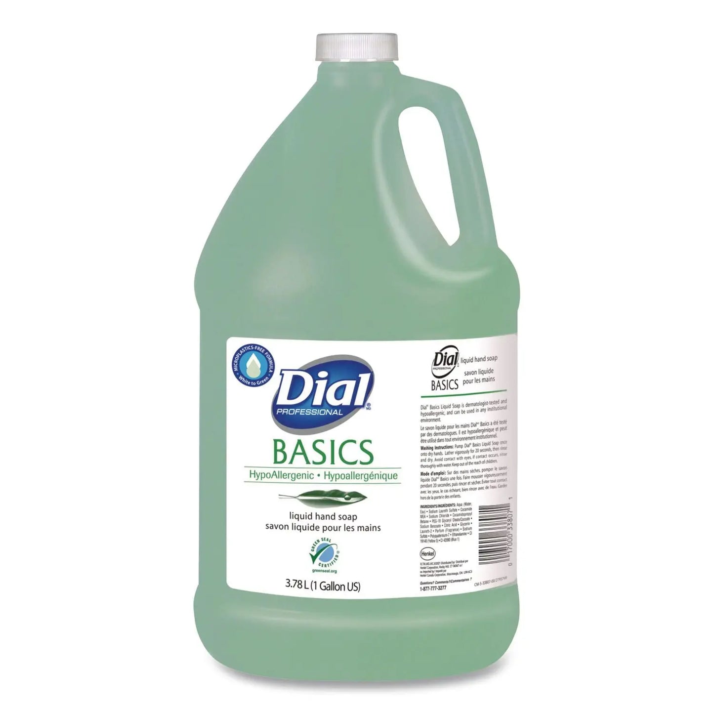 DIA33809EA Basics MP Free Liquid Hand Soap Refill, Honeysuckle Scent, 3.78 L Dial Professional