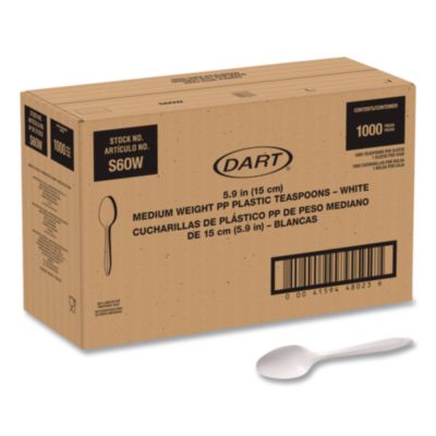 SCCS6OW Style Setter Medium Weight Polypropylene Cutlery, Teaspoon, Plastic, White, 1,000/Carton DART