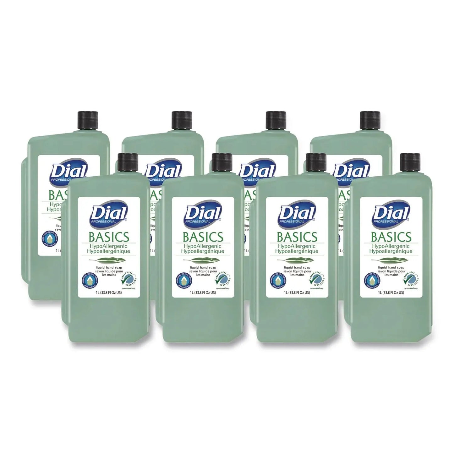DIA33821 Basics MP Free Liquid Hand Soap Refill, Unscented, 1 L, 8/Carton Dial Professional