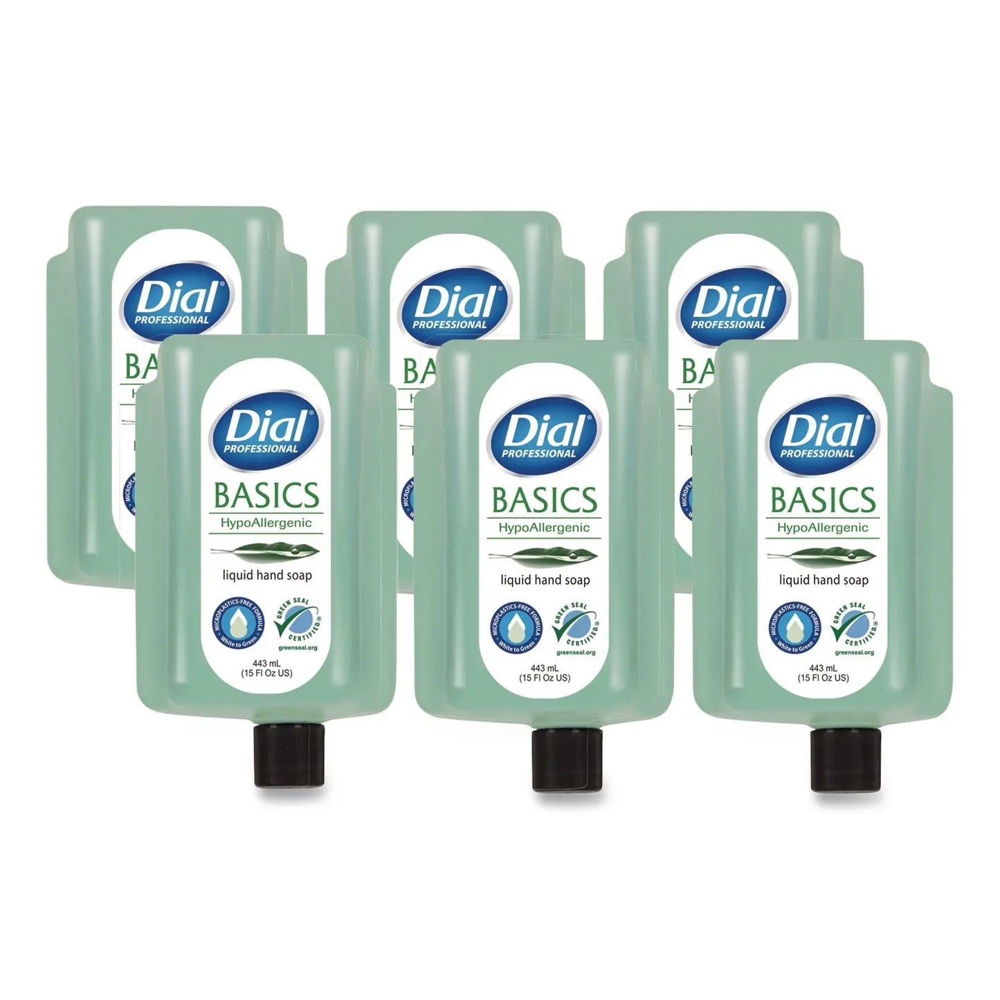 DIA33827 Basics MP Free Liquid Hand Soap Refill for Versa Dispenser, Unscented, 15 oz, 6/Carton Dial Professional