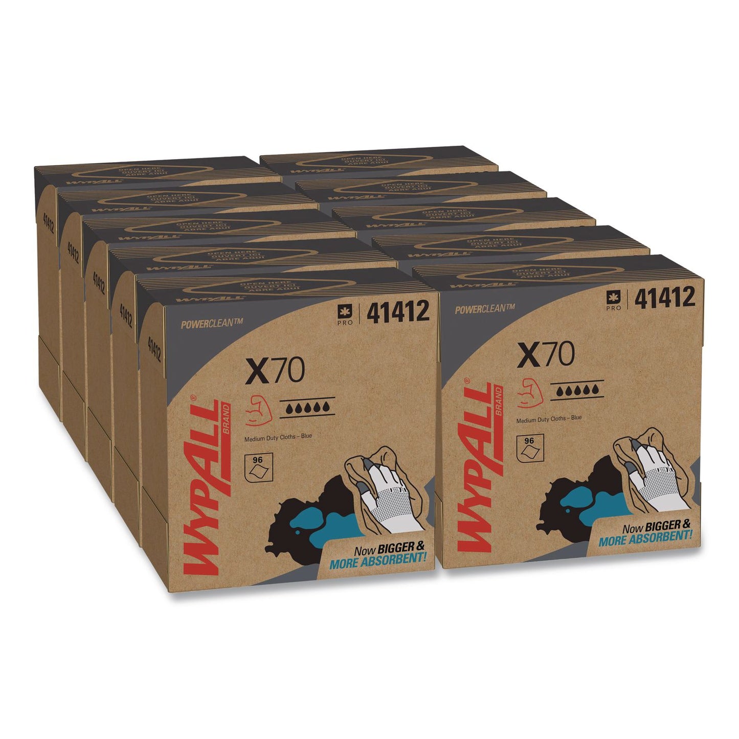 KCC41412 X70 Cloths, POP-UP Box, 9.13 x 16.8, Blue, 96/Box, 10 Boxes/Carton