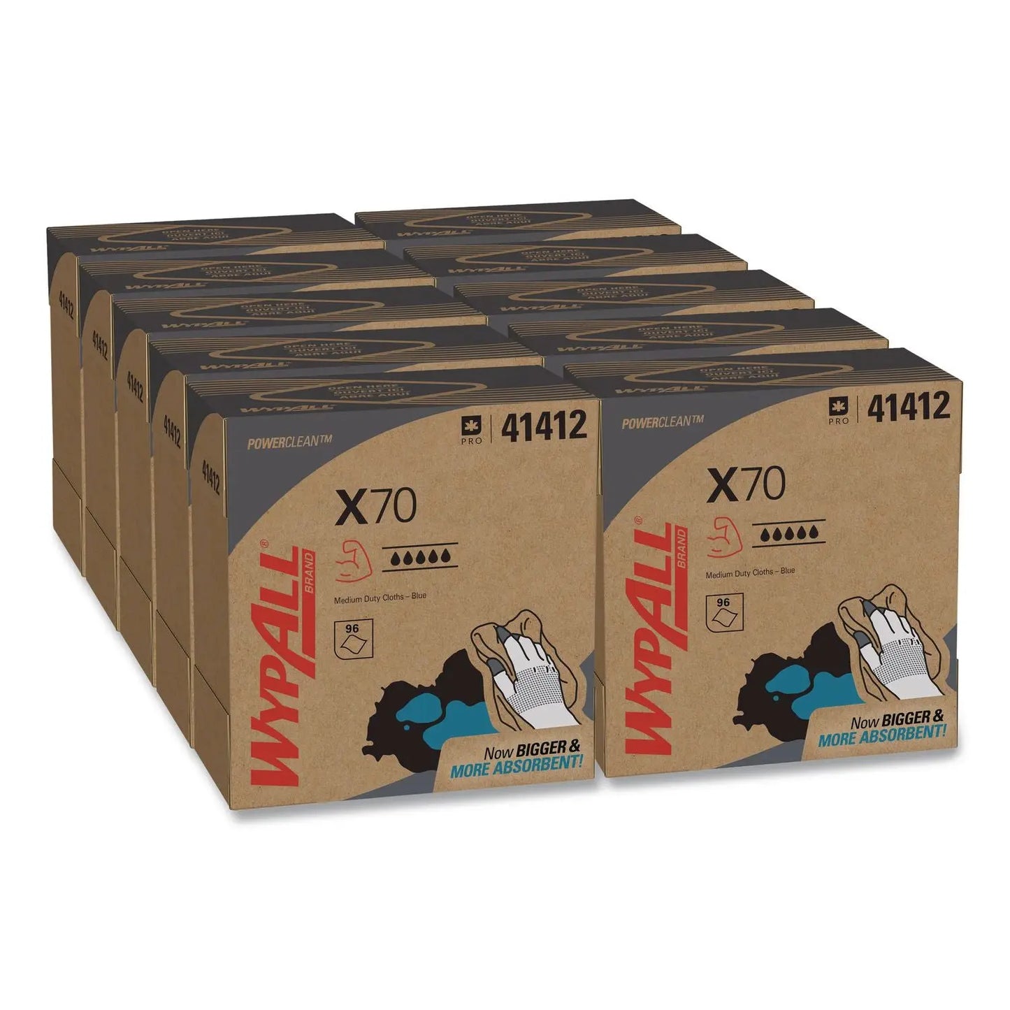 KCC41412 X70 Cloths, POP-UP Box, 9.13 x 16.8, Blue, 96/Box, 10 Boxes/Carton WypAll