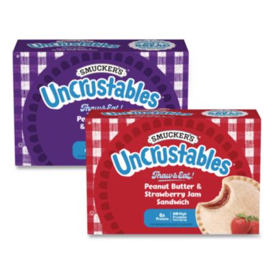 GRR90300134 UNCRUSTABLES Peanut Butter and Grape Jelly/Peanut Butter and Strawberry Jam, 2 oz, 10 Sandwiches/Pack, 2 Packs/Carton