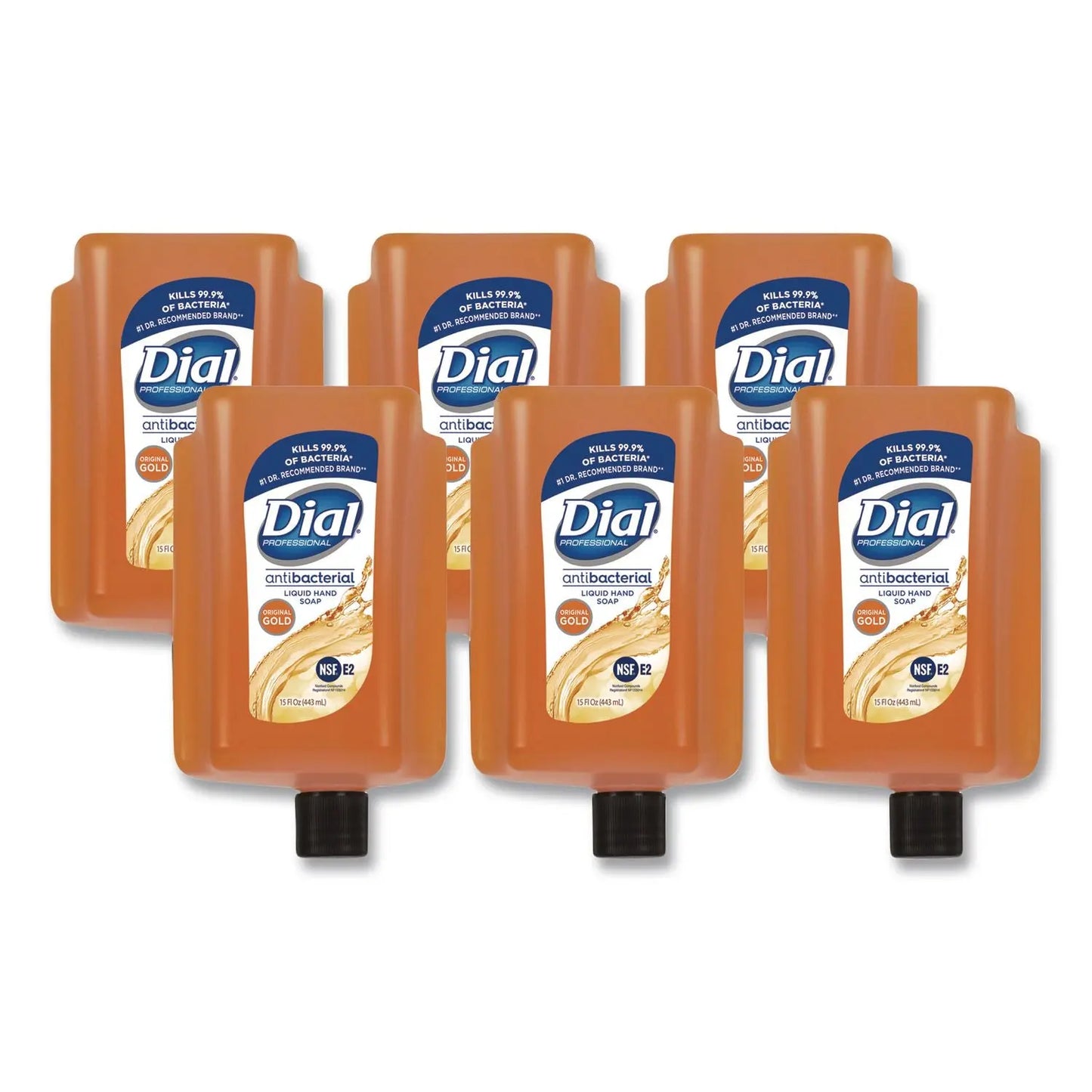 DIA98561 Antibacterial Gold Liquid Hand Soap Refill for Versa Dispenser, Floral Scent, 15 oz, 6/Carton Dial Professional