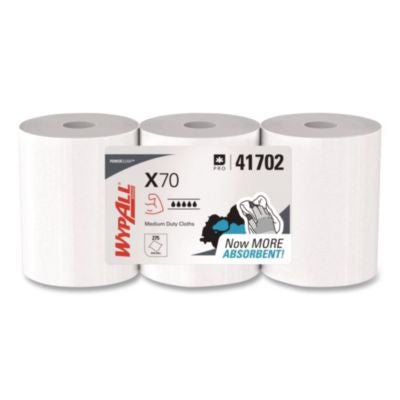 KCC41702 X70 Cloths, Center-Pull, 9.8 x 12.2, White, 275/Roll, 3 Rolls/Carton KIMBERLY CLARK