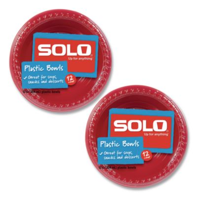 SCCCB1220202 Party Plastic Premium Dinnerware, Bowl, 12 oz, Red, 24/Pack