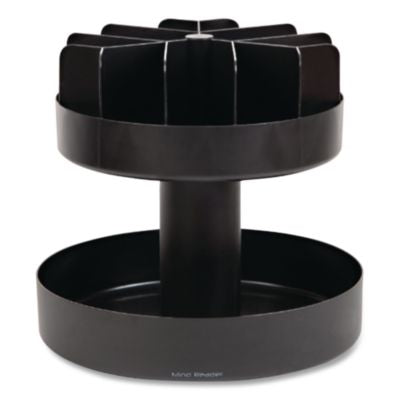 EMSSNACKCARBLK Supreme Lazy Suzan Condiment/Snack Organizer, 2 Compartments, 22.05 x 2.05 x 16.14, Black EMS MIND READER LLC