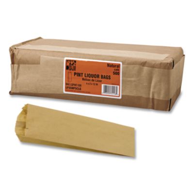 BAGLQPINT500 Grocery Paper Bags for Liquor Takeout, Pint Size, 35# Basis Weight, 3.75" x 2.25" x 11.25", Kraft, 500/Bundle
