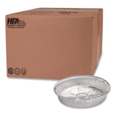 HFA205830 Round Aluminum Container, 37 oz, 8" Diameter, Silver, 500/Carton