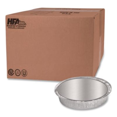 HFA204630 Round Aluminum Container with Lid, 48 oz, 9" Diameter, Silver, 500/Carton HOFFMASTER