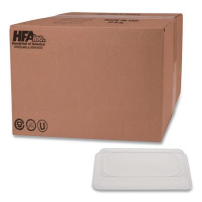 HFA2060DL Plastic Dome Lid, Rectangle, Fits 1 lb Oblong Pan 2060, Clear, 500/Carton HOFFMASTER