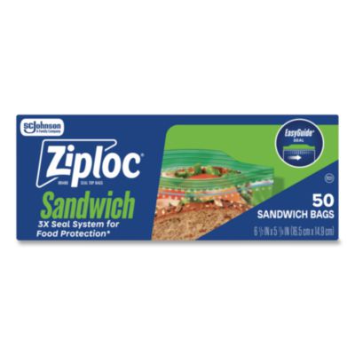 SJN383179BX Resealable Sandwich Bags, 6.5" x 5.88", Clear, 50/Box SC JOHNSON