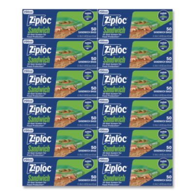 SJN383179 Resealable Sandwich Bags, 6.5" x 5.88", Clear, 50 Bags/Box, 12 Boxes/Carton