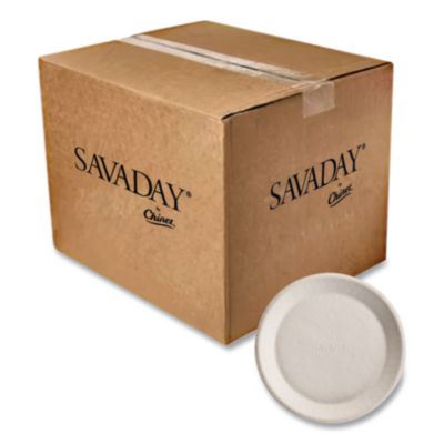 HUH10117 Savaday Molded Fiber Plates, Paper, 10" dia, Cream, 500/Carton