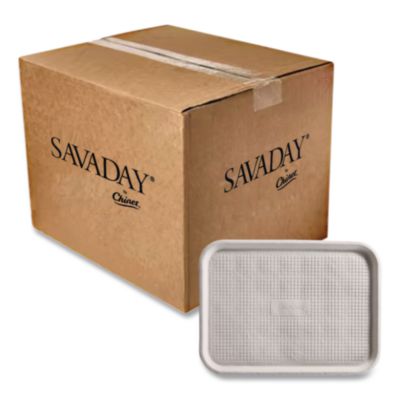 HUH20803CT Savaday Molded Fiber Flat Food Tray, 16 x 12, White, Paper, 200/Carton