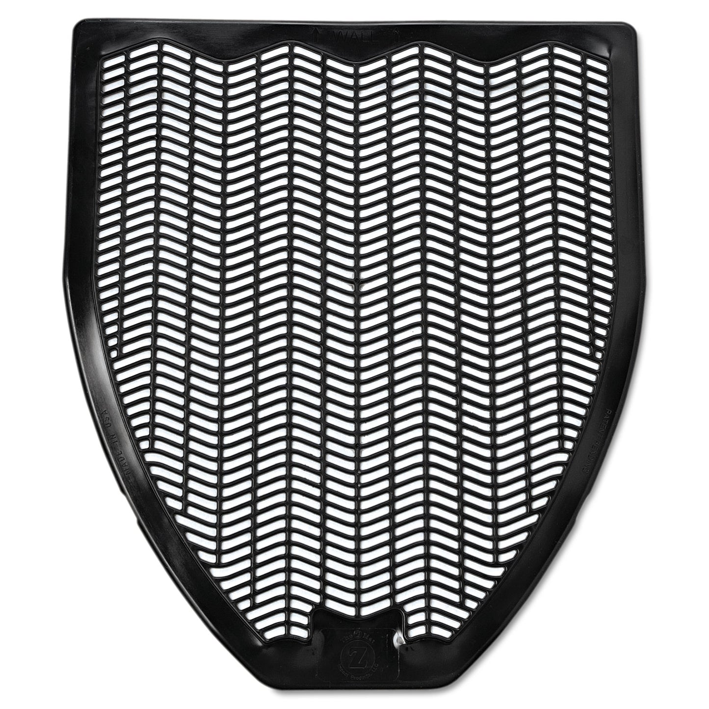 IMP15255 Disposable Urinal Floor Mat, Shield-Shaped, Fresh Blast Scent, Black Non-Slip Perforated Surface, 17.5" x 20.38", 6/Carton