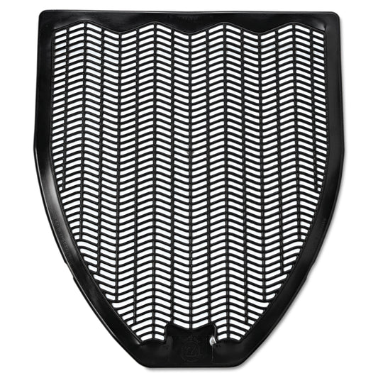 IMP15255 Disposable Urinal Floor Mat, Shield-Shaped, Fresh Blast Scent, Black Non-Slip Perforated Surface, 17.5" x 20.38", 6/Carton
