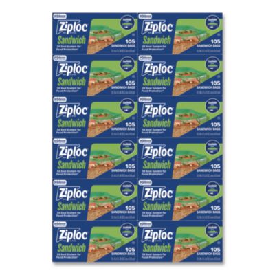 SJN383211 Resealable Sandwich Bags, 6.5" x 5.88", Clear, 105 Bags/Box, 12 Boxes/Carton SC JOHNSON