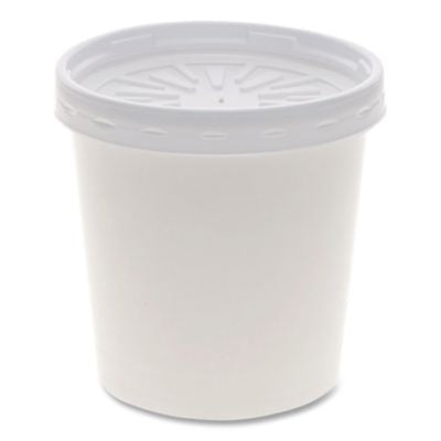 PCTD16RBLD Paper Round Food Container and Lid Combo, 16 oz, 38" Diameter x 3.9" h, White, 250/Carton PACTIV EVERGREEN CORPORATION