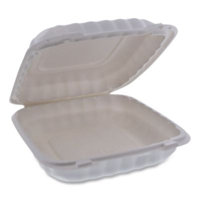 PCTYCN80901 EarthChoice SmartLock Microwavable MFPP Hinged Lid Container, 9 x 9 x 3.1, White, Plastic, 120/Carton PACTIV EVERGREEN CORPORATION