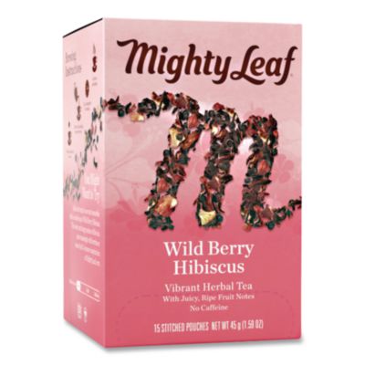 PEE510144 Whole Leaf Tea Pouches, Wild Berry Hibiscus, 15/box MIGHTY LEAF TEA CO
