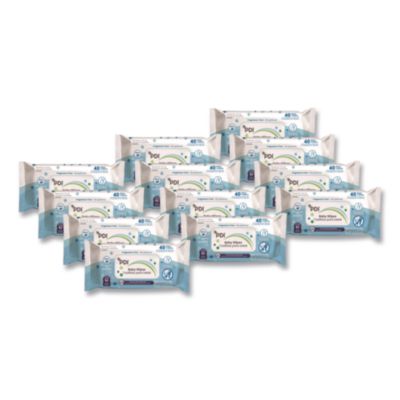 NICA62640 Baby Wipes, 1-Ply, 6.7 x 8, Fragrance-Free, White, 40/Pack, 12 Packs/Carton NICE-PAK PRODUCTS, INC