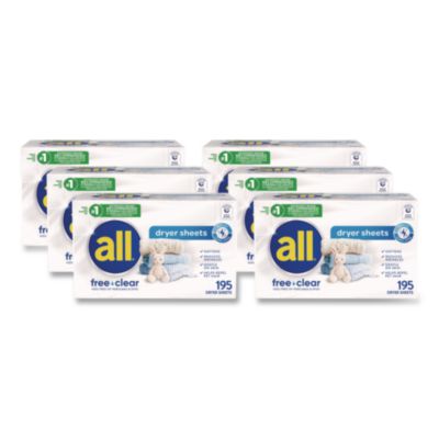 DIA47362 Free Clear Dryer Sheets, Fragrance Free, 195 Sheets/Packs, 6 Packs/Carton HENKEL CORPORATION