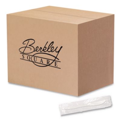 BSQ1101000 Individually Wrapped Mediumweight Cutlery, Knife, Plastic, White, 1,000/Carton BERK ENTERPRISES INC