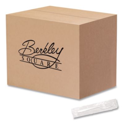 BSQ1102000 Individually Wrapped Mediumweight Cutlery, Fork, Plastic, White, 1,000/Carton BERK ENTERPRISES INC