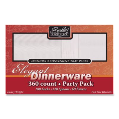 BSQ1088008 Heavyweight Party Pack, Heavyweight, Fork/Knife/Spoon, Plastic, Clear, 360/Pack BERK ENTERPRISES INC