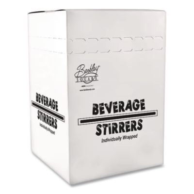 BSQ1241207 Unwrapped Round Stirrers, 7.75", Polypropylene, Black, 500/pack BERK ENTERPRISES INC