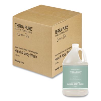 DHS002294 Terra Pure Body Wash Gallon, Green Tea Lemongrass, 1 gal Bottle, 4/Carton