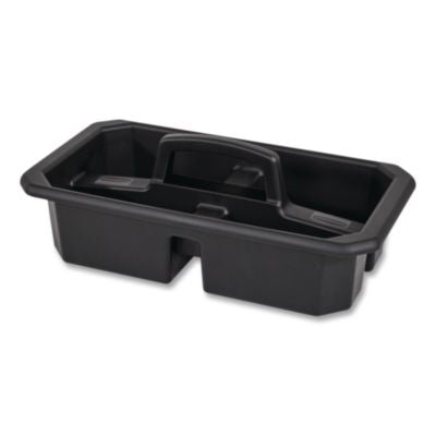 RCP2202586 Cleaning Caddy, Compatible with Full Size and Compact Housekeeping Carts, Plastic, Black, 6/Carton RUBBERMAID COMMERCIAL PROD.