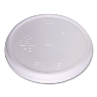 WCP222086 Plastic Lids for Foam Cups and Bowls, Fits 8 oz to 16 oz Cups/5 oz to 10 oz Bowls, White, 500/Carton