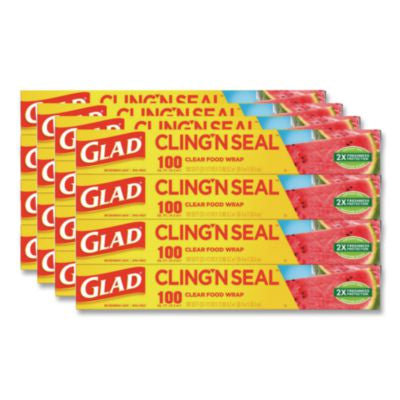 CLO60684 Cling'N Seal Plastic Food Wrap, 12" x 33.3 yd, 100 sq ft Roll, 16 Rolls/Carton
