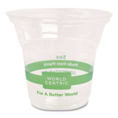 WORCPCS5 PLA Clear Cold Cups, 5 oz, Plastic, Clear, 2,000/Carton WORLD CENTRIC