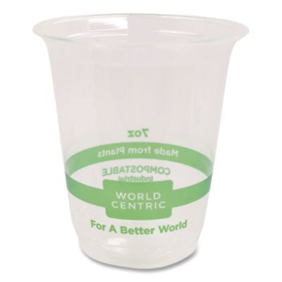 WORCPCS7 PLA Clear Cold Cups, 7 oz, Plastic, Clear, 2,000/Carton WORLD CENTRIC