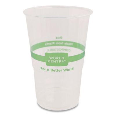 WORCPCS9 PLA Clear Cold Cups, 9 oz, Plastic, Clear, 2,000/Carton WORLD CENTRIC