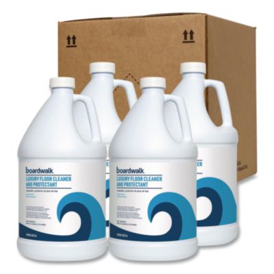 BWK4854 Luxury Floor Cleaner and Protectant, Lemon Scent, 1 gal Bottle, 4/Carton BOARDWALK