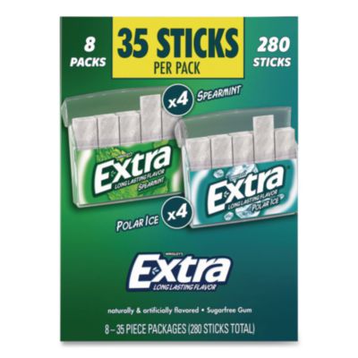 GRR22002644 Extra Polar Ice and Spearmint Sugar-Free Gum Variety Pack, Polar Ice/Spearmint, 35 Sticks/Pack, 8 Packs/Carton